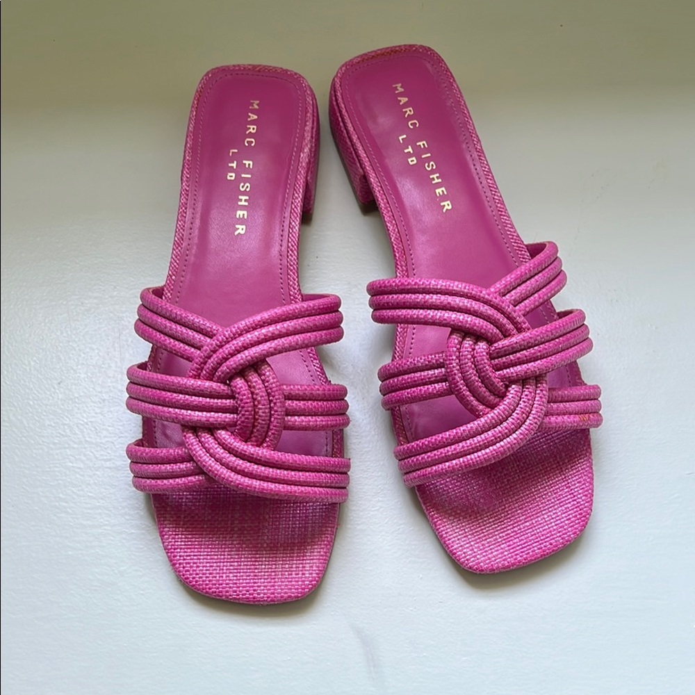 Marc Fisher Fuchsia Knotted Slide Sandals